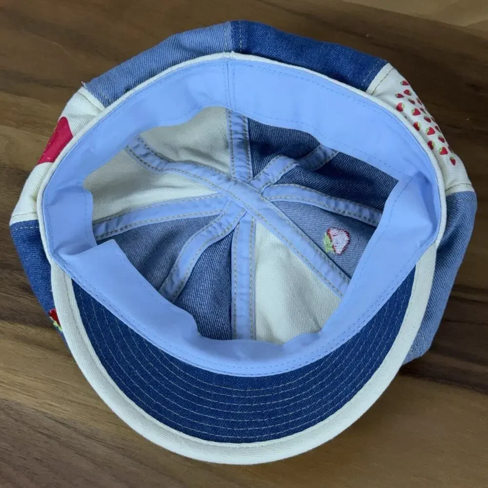 Vintage Y2K Strawberry Shortcake Adult Denim Hat Cap Denim Patchwork Nostalgia